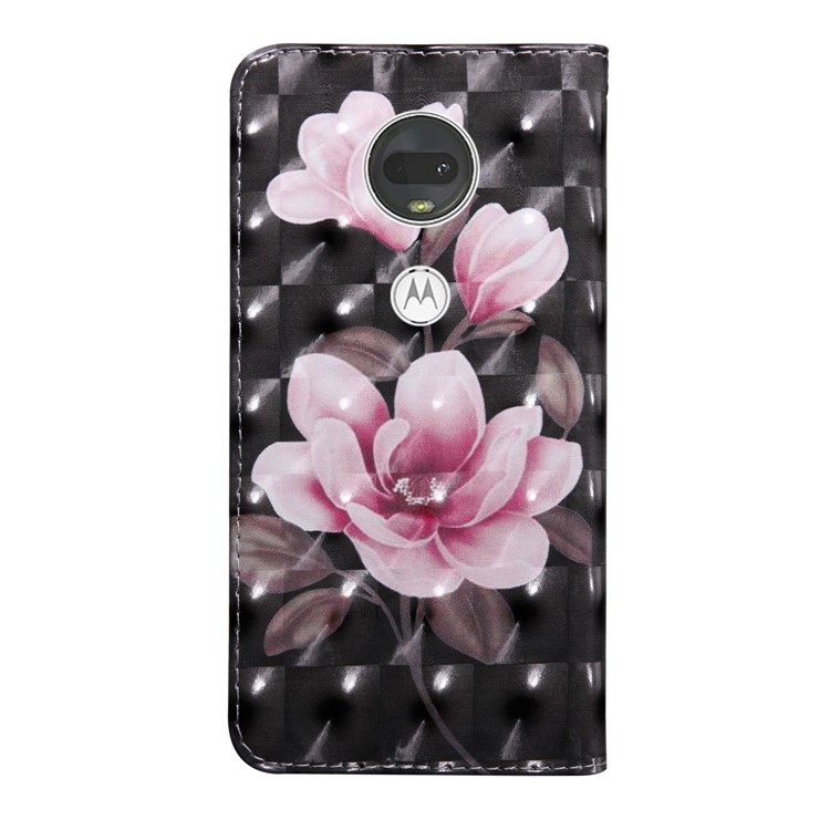 Light Spot Decor Patterned Leather Wallet Case for Motorola Moto G7 / G7 Plus - Pink Flowers-3