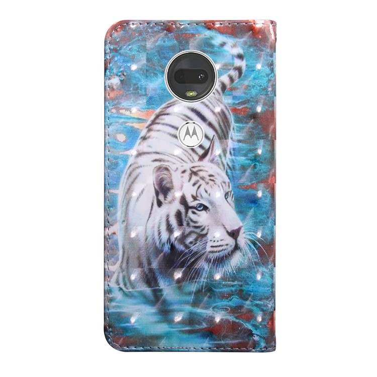 Light Spot Decor Patterned Leather Wallet Case for Motorola Moto G7 / G7 Plus - Tiger-3