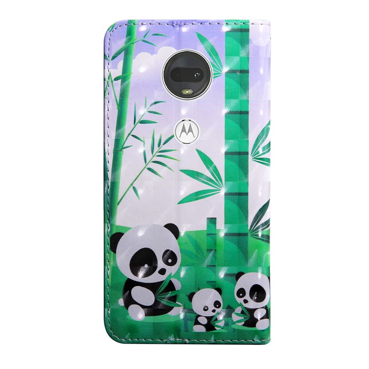 Light Spot Decor Patterned Leather Wallet Case for Motorola Moto G7 / G7 Plus - Pandas-3