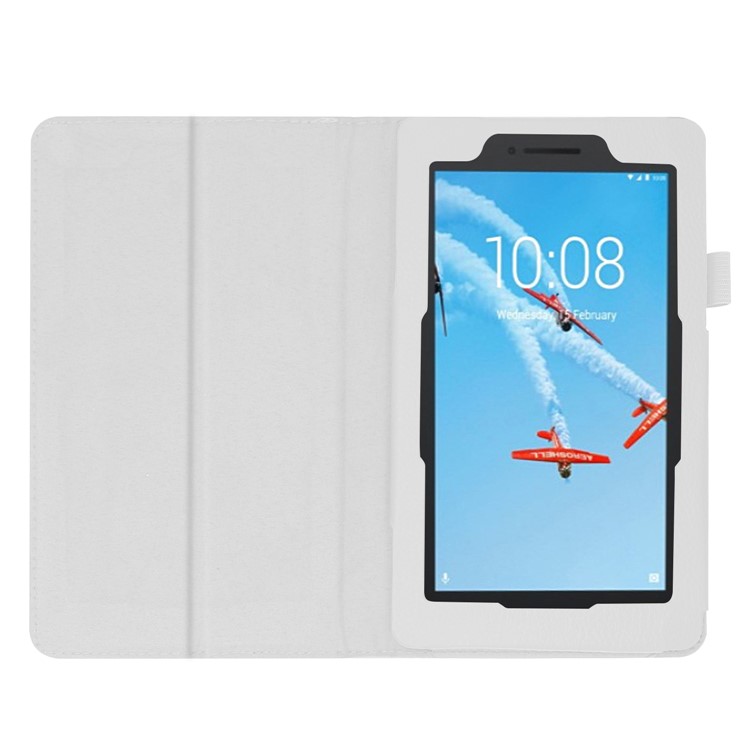 Litchi Skin Leather Stand Case for Lenovo Tab E7 - White-3