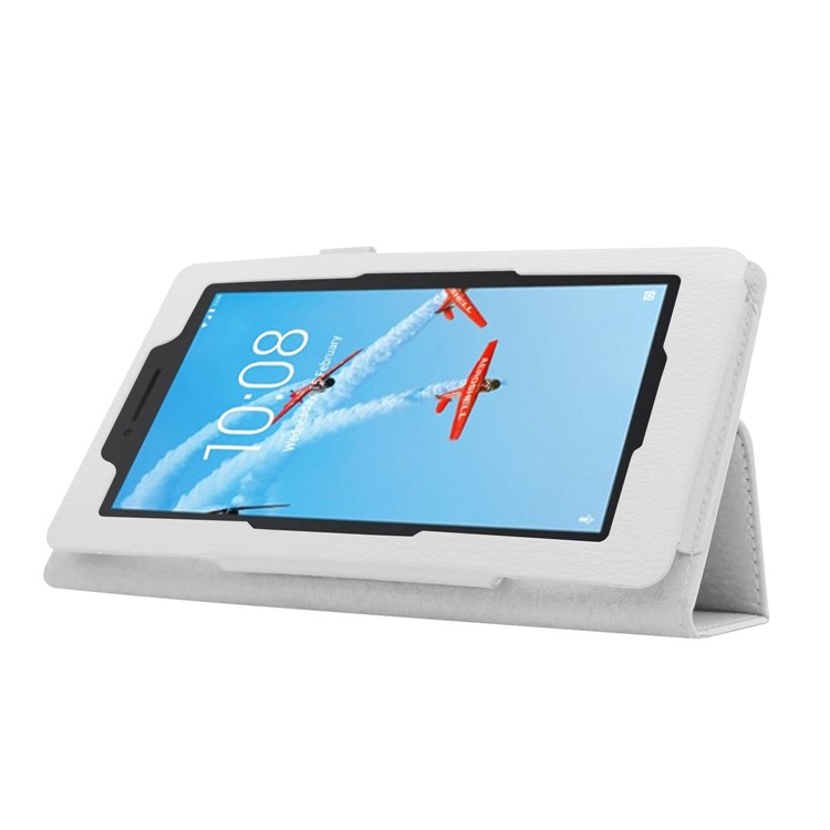 Litchi Skin Leather Stand Case for Lenovo Tab E7 - White-4