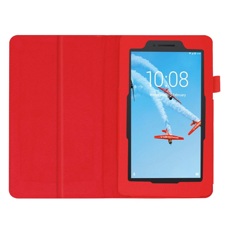 Litchi Skin Leather Stand Case for Lenovo Tab E7 - Red-3