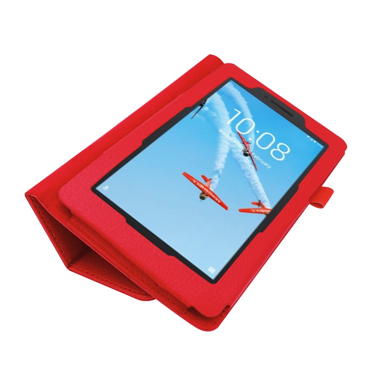 Litchi Skin Leather Stand Case for Lenovo Tab E7 - Red-5