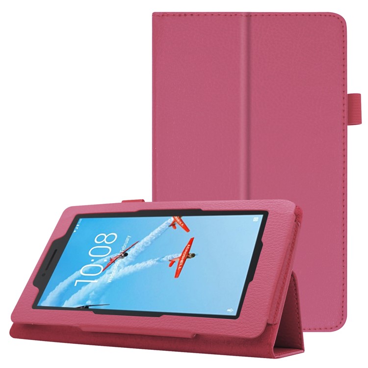 Litchi Skin Leather Stand Case for Lenovo Tab E7 - Rose-1