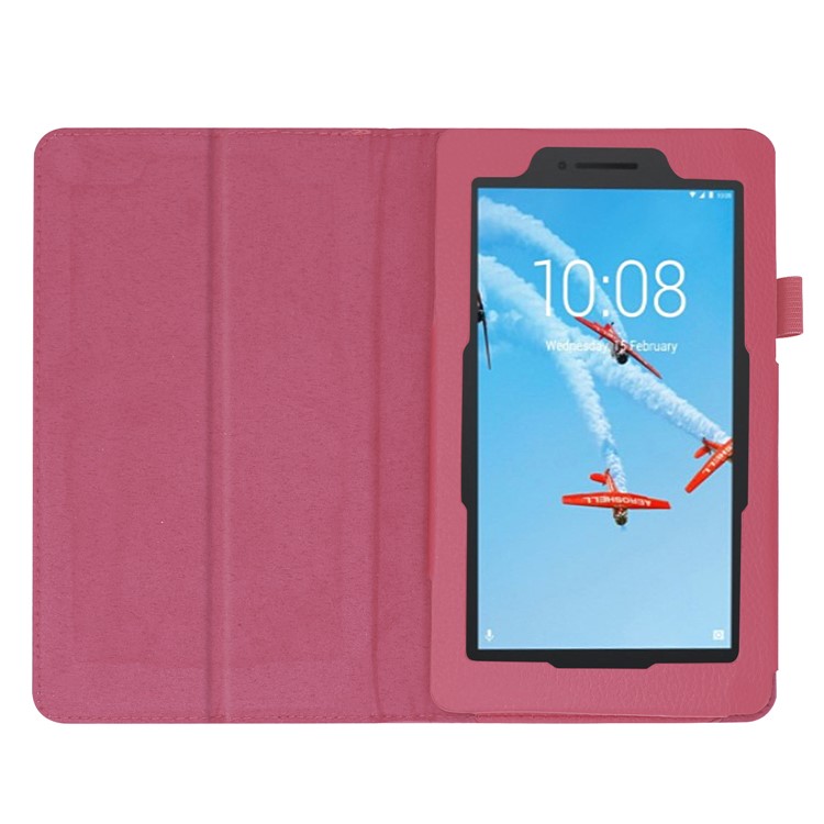 Litchi Skin Leather Stand Case for Lenovo Tab E7 - Rose-3