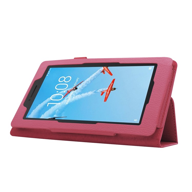 Litchi Skin Leather Stand Case for Lenovo Tab E7 - Rose-4