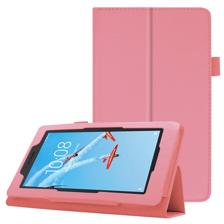 Custodia In Pelle Color Litchi Per Scheda Lenovo E7 - Rosa-1