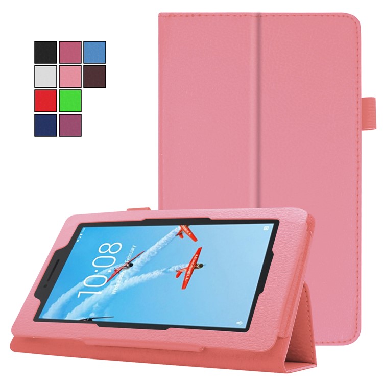 Custodia In Pelle Color Litchi Per Scheda Lenovo E7 - Rosa-2