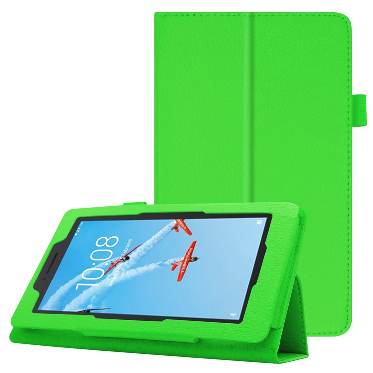 Litchi Skin Leather Stand Case for Lenovo Tab E7 - Green-1