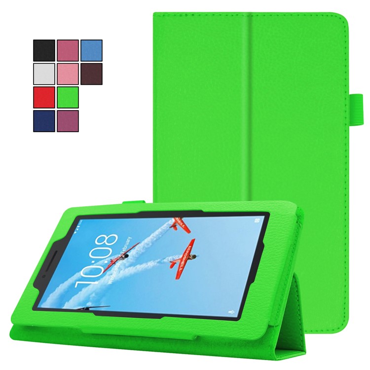 Litchi Skin Leather Stand Case for Lenovo Tab E7 - Green-2