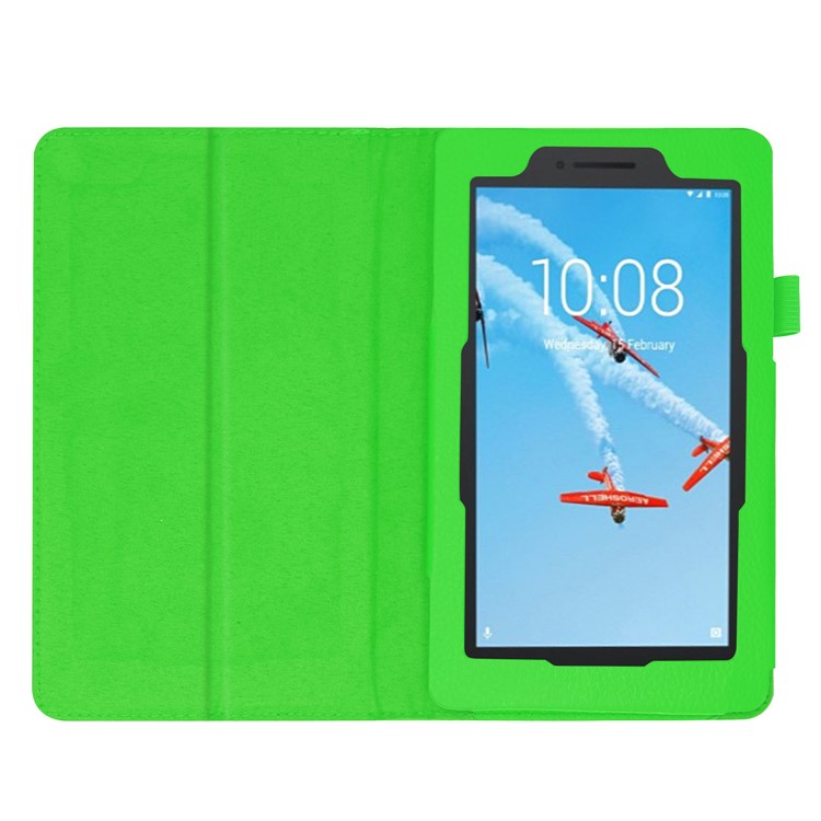 Litchi Skin Leather Stand Case for Lenovo Tab E7 - Green-3