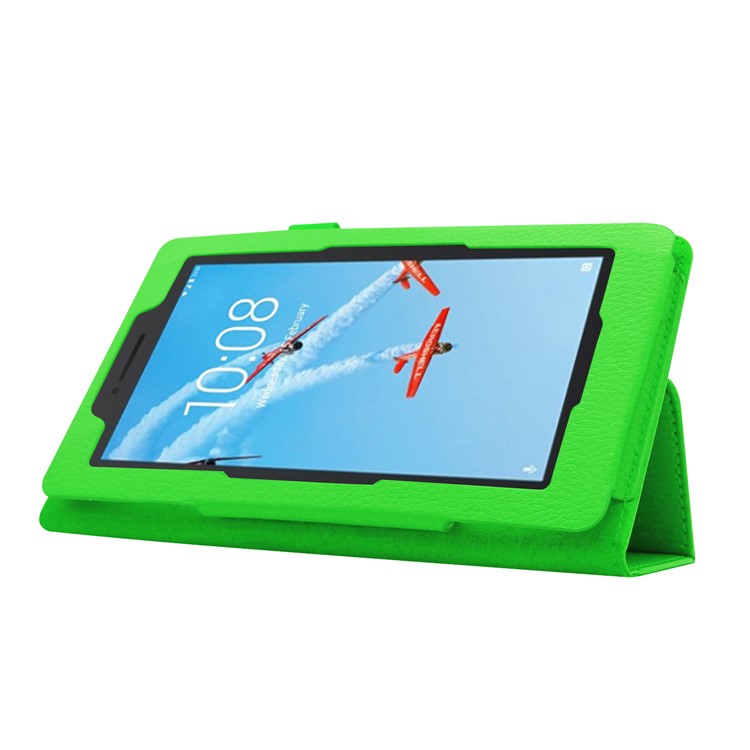Litchi Skin Leather Stand Case for Lenovo Tab E7 - Green-4
