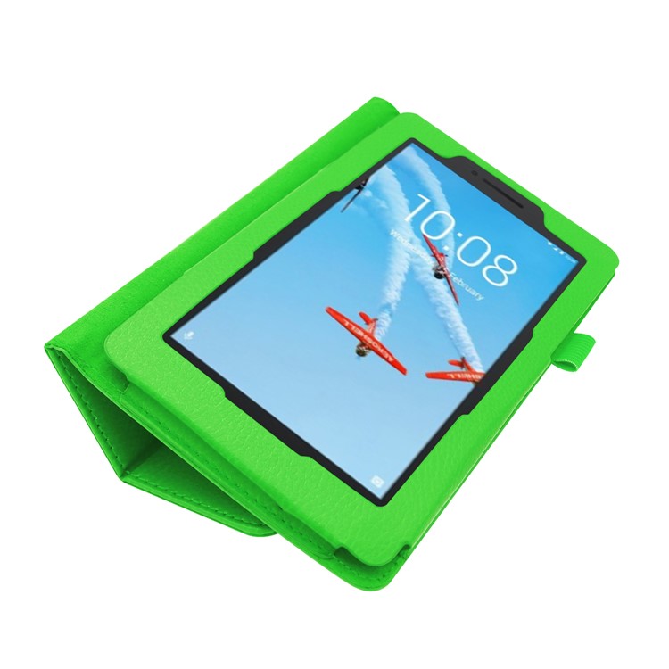 Litchi Skin Leather Stand Case for Lenovo Tab E7 - Green-5