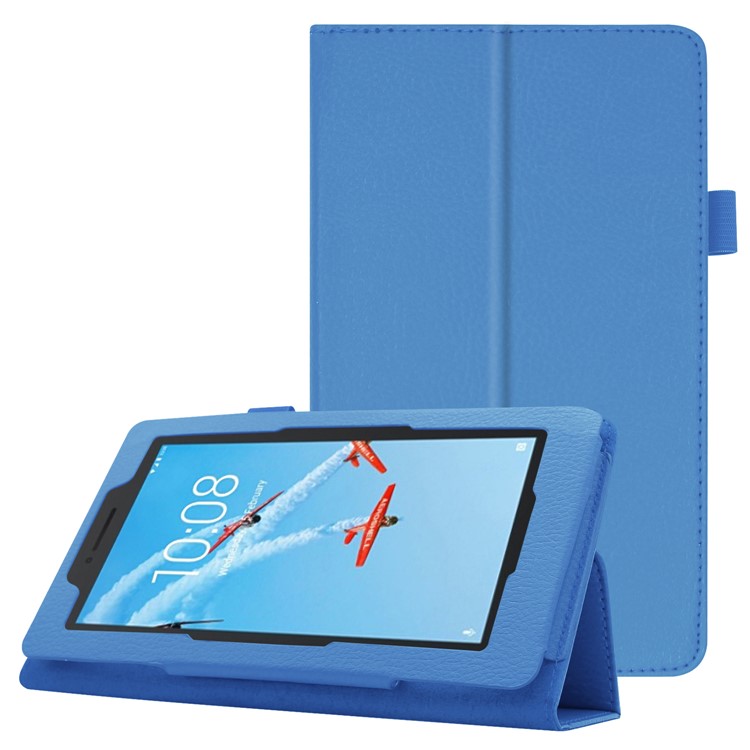 Litchi Skin Leather Stand Case for Lenovo Tab E7 - Baby Blue-1