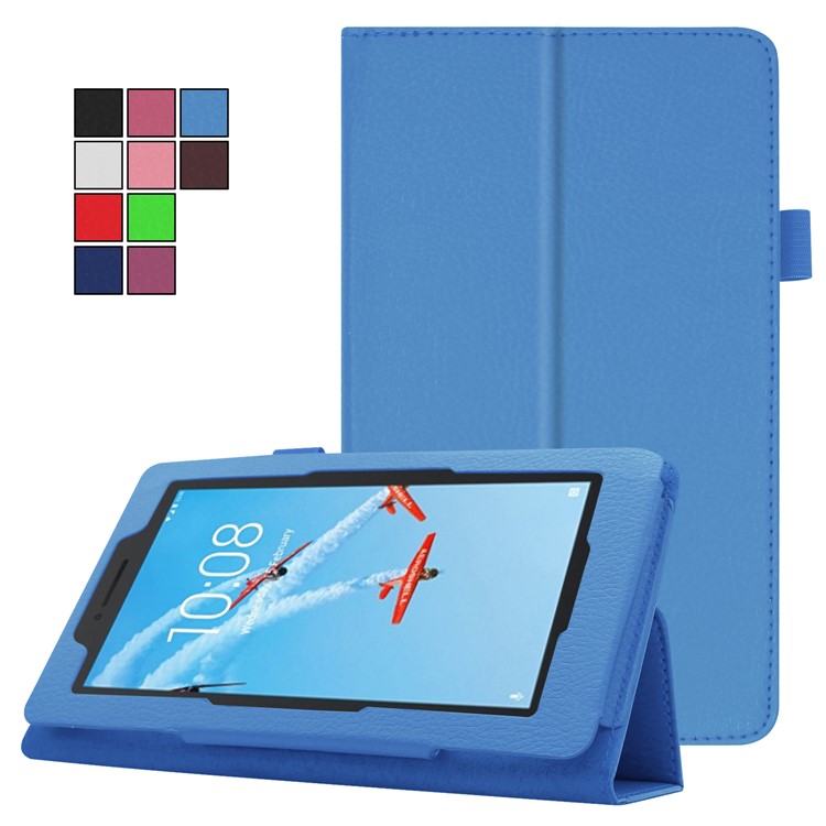 Litchi Skin Leather Stand Case for Lenovo Tab E7 - Baby Blue-2