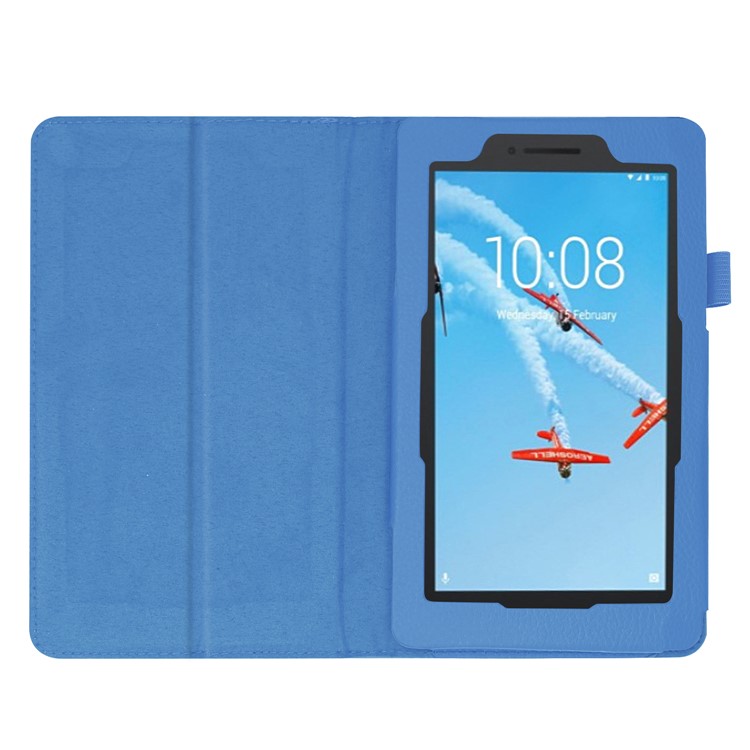 Litchi Skin Leather Stand Case for Lenovo Tab E7 - Baby Blue-3