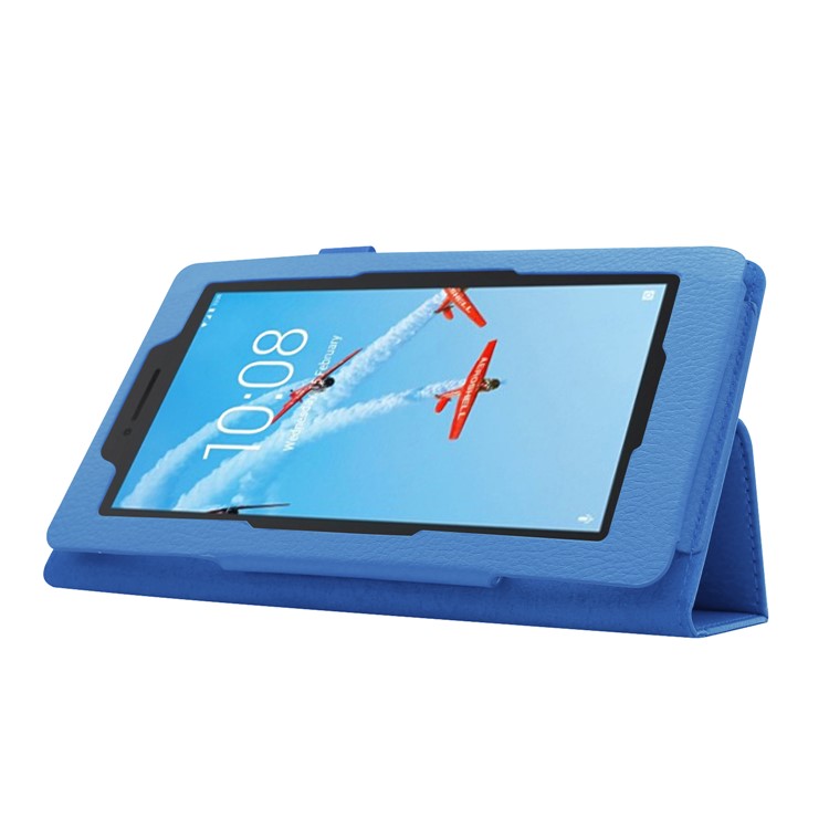 Litchi Skin Leather Stand Case for Lenovo Tab E7 - Baby Blue-4