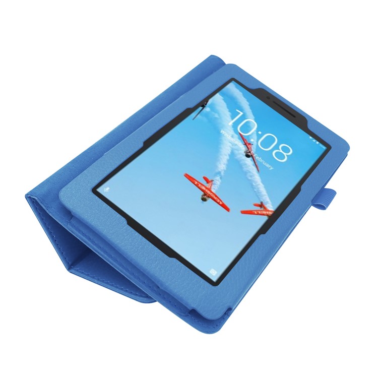 Litchi Skin Leather Stand Case for Lenovo Tab E7 - Baby Blue-5