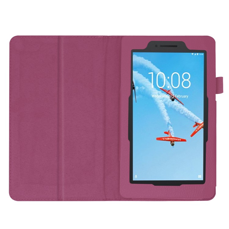Litchi Skin Leather Stand Case for Lenovo Tab E7 - Purple-3