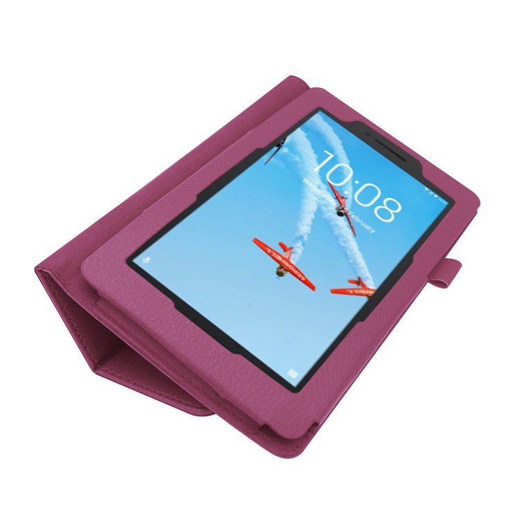 Litchi Skin Leather Stand Case for Lenovo Tab E7 - Purple-5