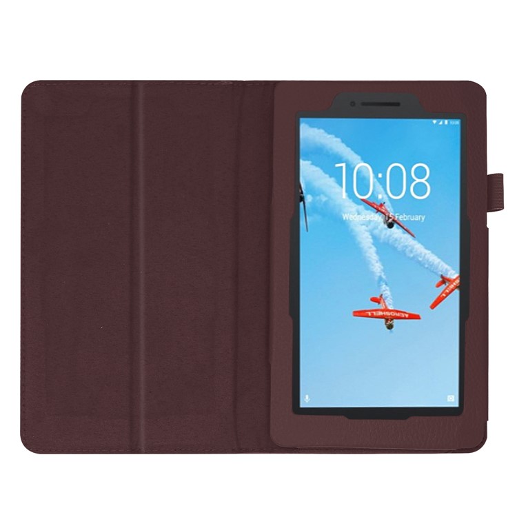Litchi Skin Leather Stand Case for Lenovo Tab E7 - Coffee-3