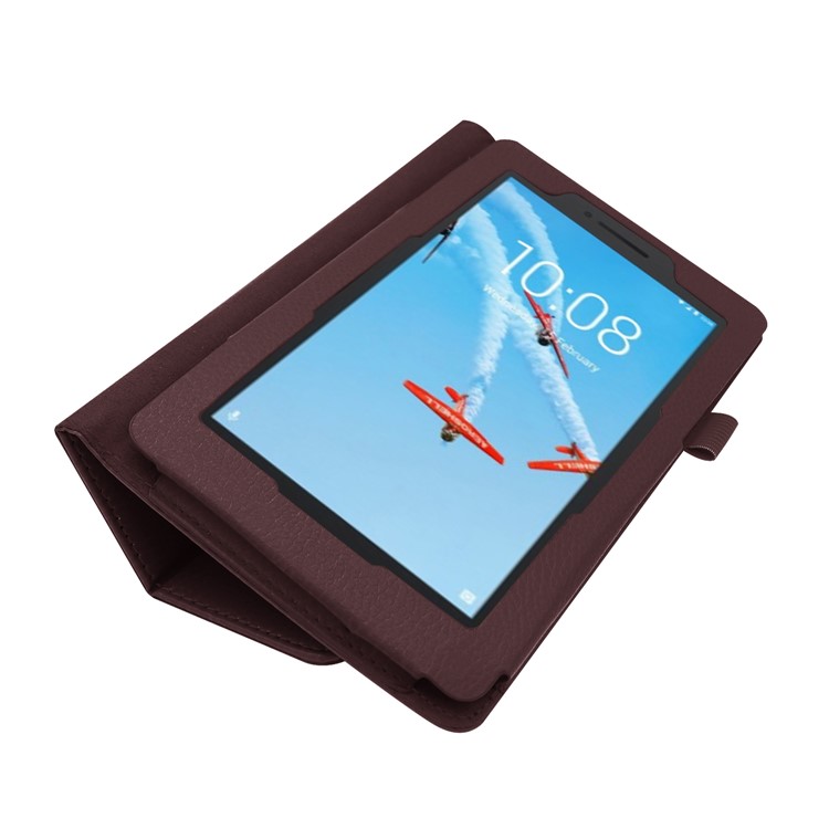 Litchi Skin Leather Stand Case for Lenovo Tab E7 - Coffee-5