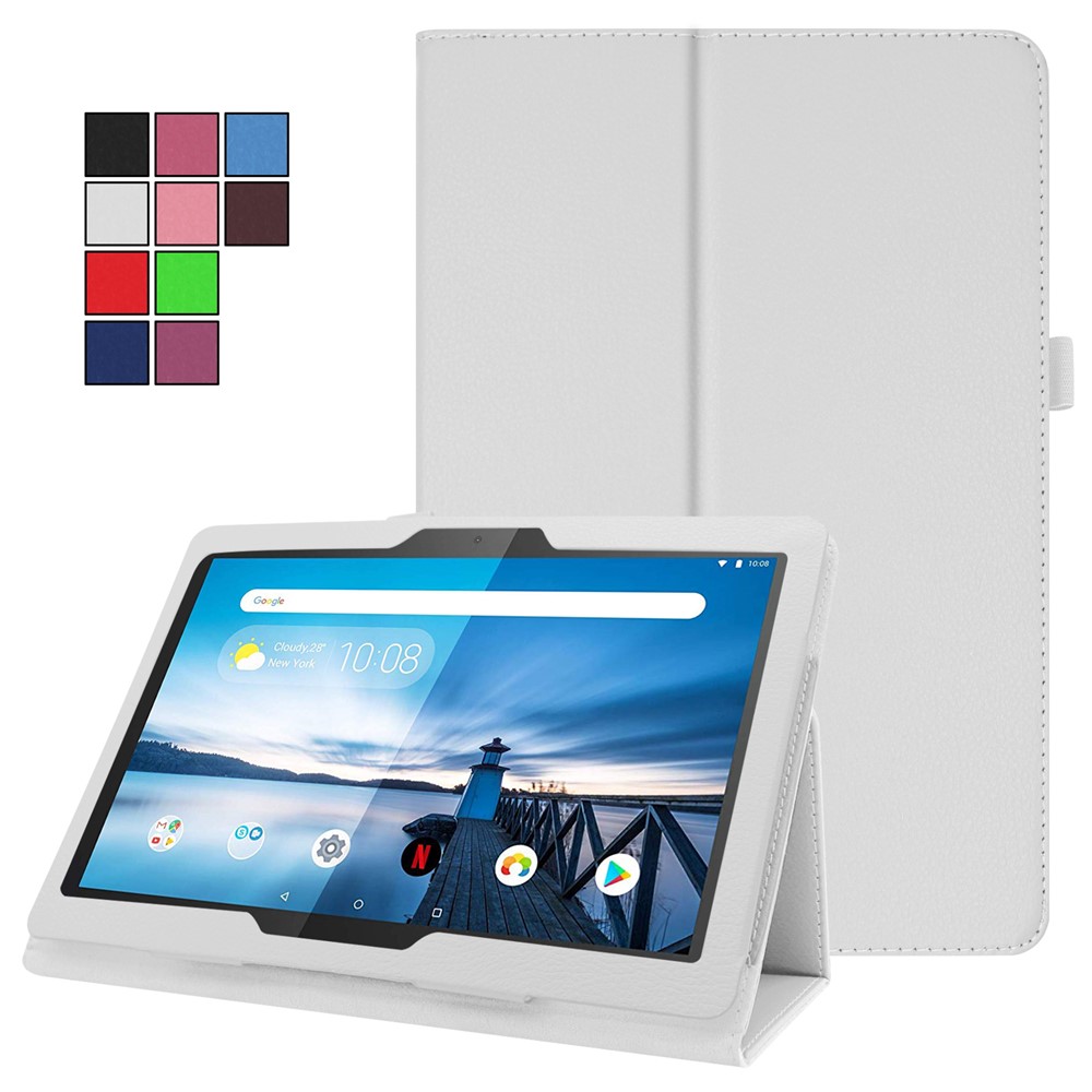 Litchi Texture Leather Stand Protective Case for Lenovo Tab M10 TB-X605F - White-2