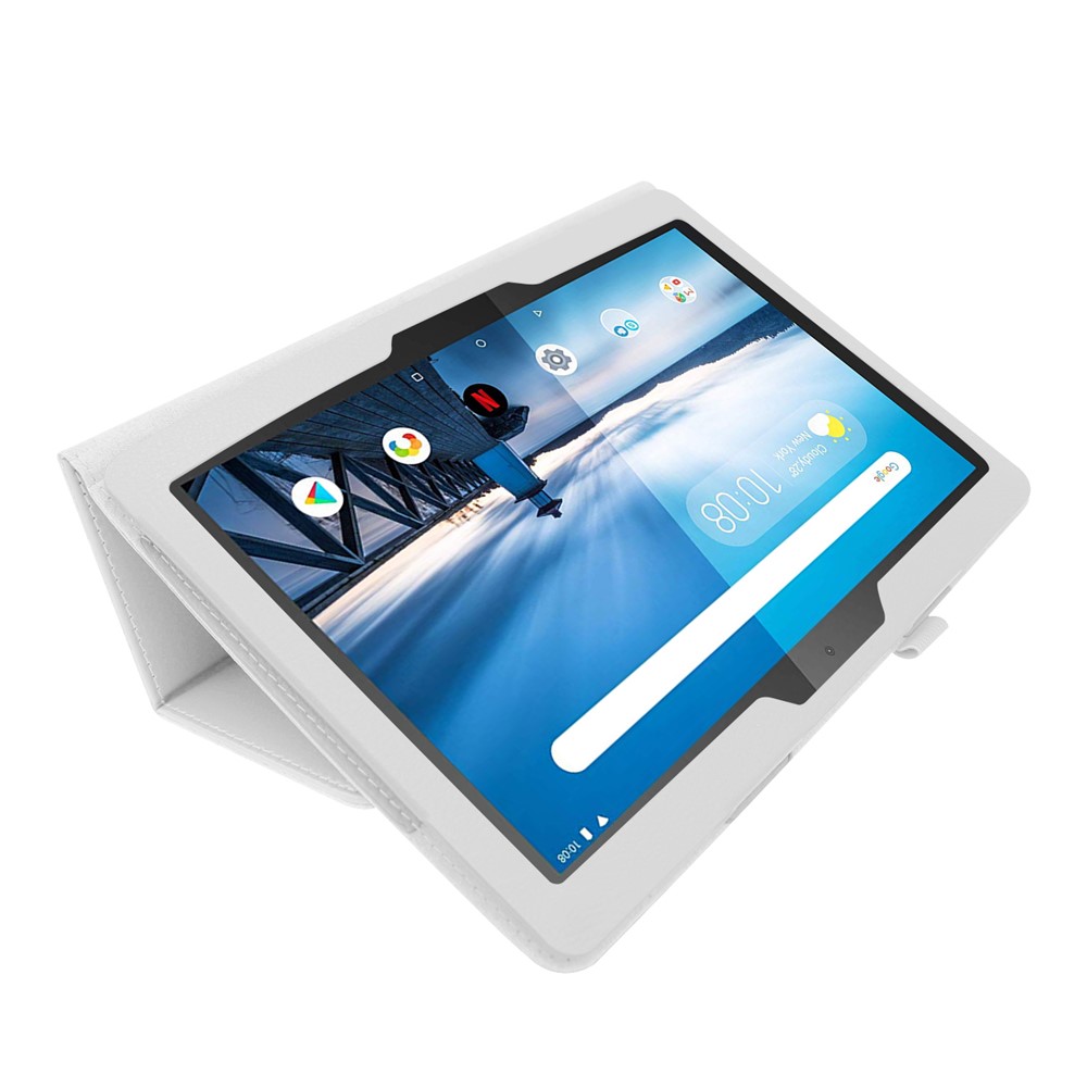 Litchi Texture Leather Stand Protective Case for Lenovo Tab M10 TB-X605F - White-4