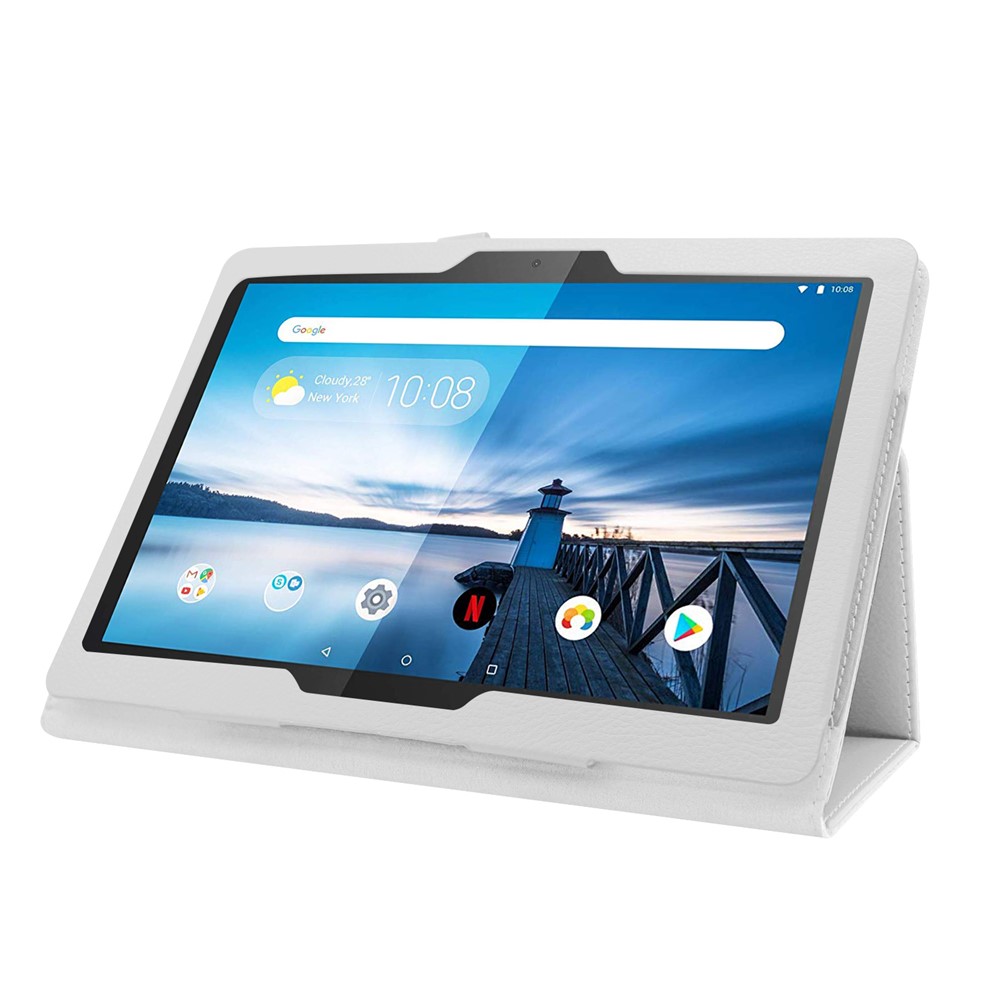 Litchi Texture Leather Stand Protective Case for Lenovo Tab M10 TB-X605F - White-5