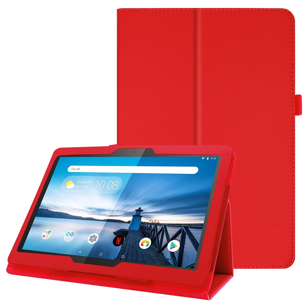 Litchi Texture Leather Stand Protective Case for Lenovo Tab M10 TB-X605F - Red-1