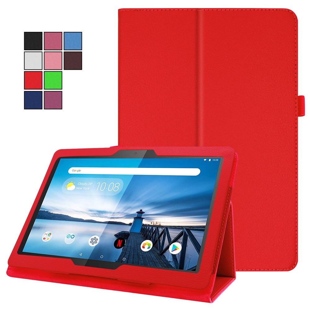 Litchi Texture Leather Stand Protective Case for Lenovo Tab M10 TB-X605F - Red-2