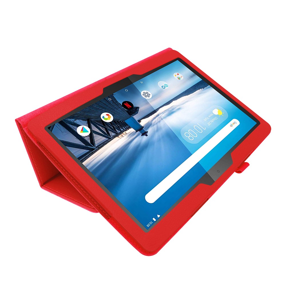 Litchi Texture Leather Stand Protective Case for Lenovo Tab M10 TB-X605F - Red-4