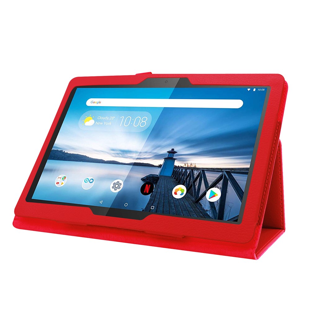 Litchi Texture Leather Stand Protective Case for Lenovo Tab M10 TB-X605F - Red-5