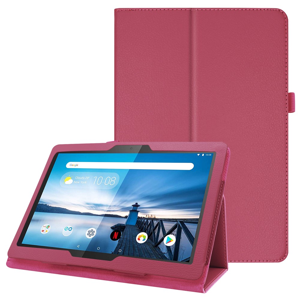 Custodia Protettiva In Pelle Con Texture Litchi Per Scheda Lenovo M10 TB-X605F - Rosa-1
