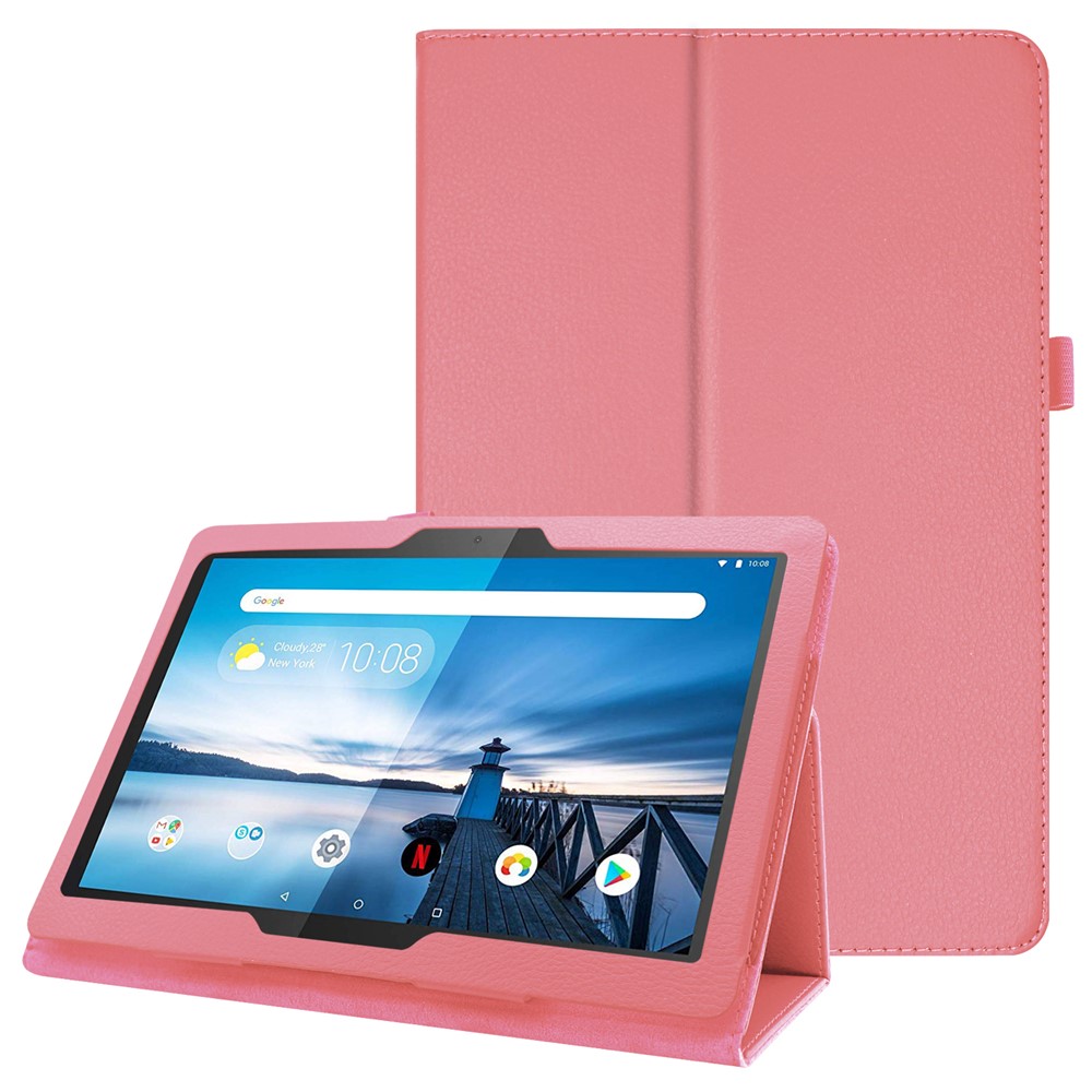 Litchi Texture Leather Stand Protective Case for Lenovo Tab M10 TB-X605F - Pink-1
