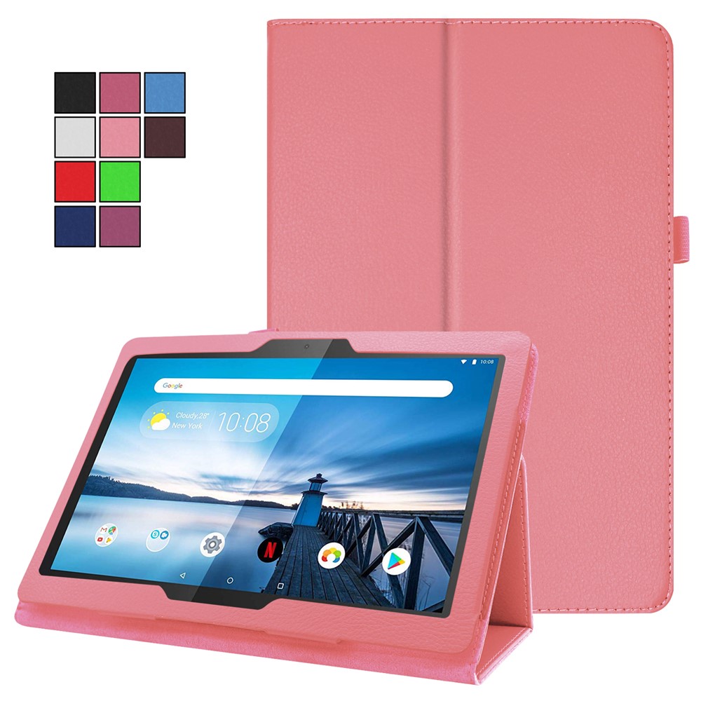 Anti-scratch Shockproof Litchi Texture Leather Stand Protective Phone Case Cover for Lenovo Tab M10 TB-X605F - Pink-2