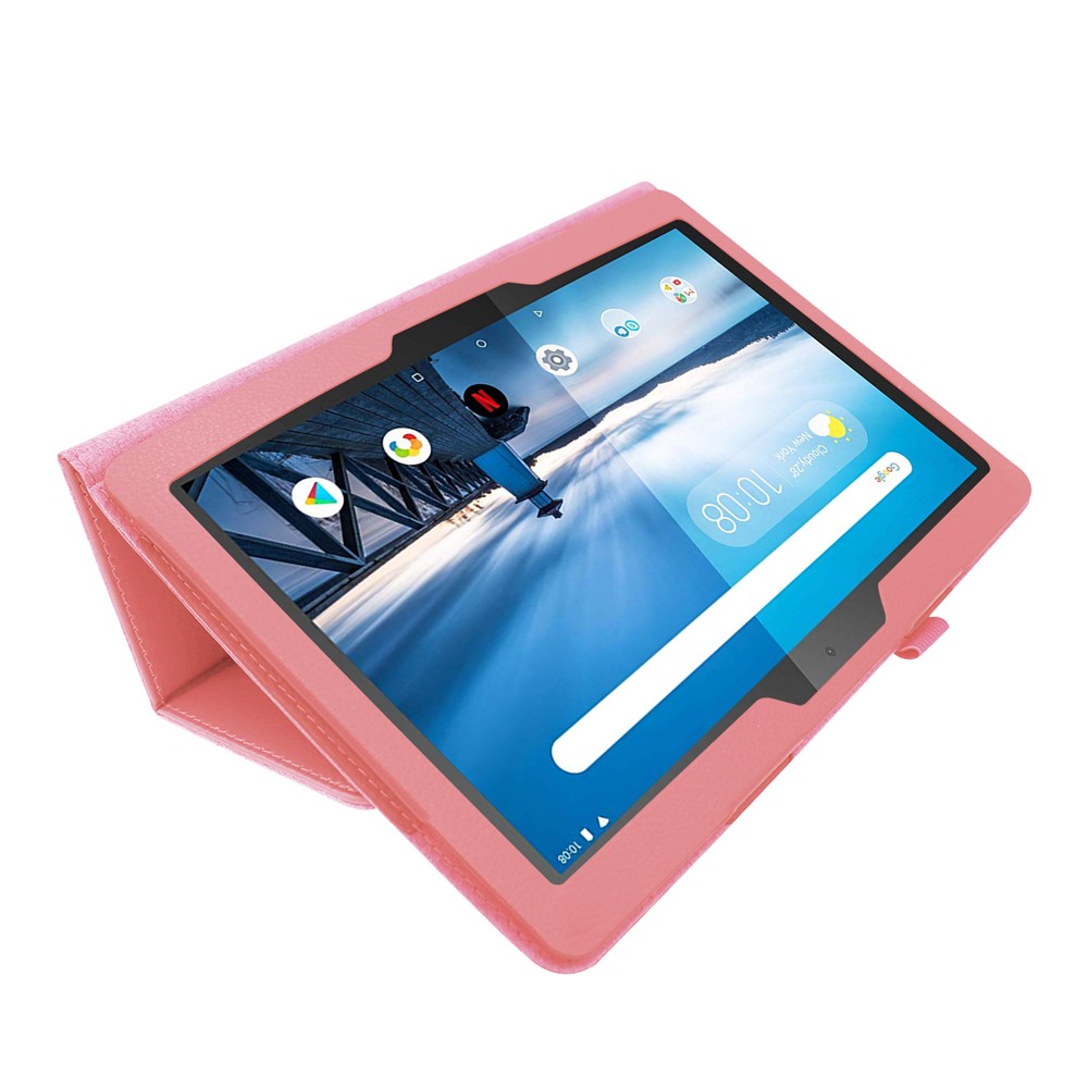 Anti-scratch Shockproof Litchi Texture Leather Stand Protective Phone Case Cover for Lenovo Tab M10 TB-X605F - Pink-4