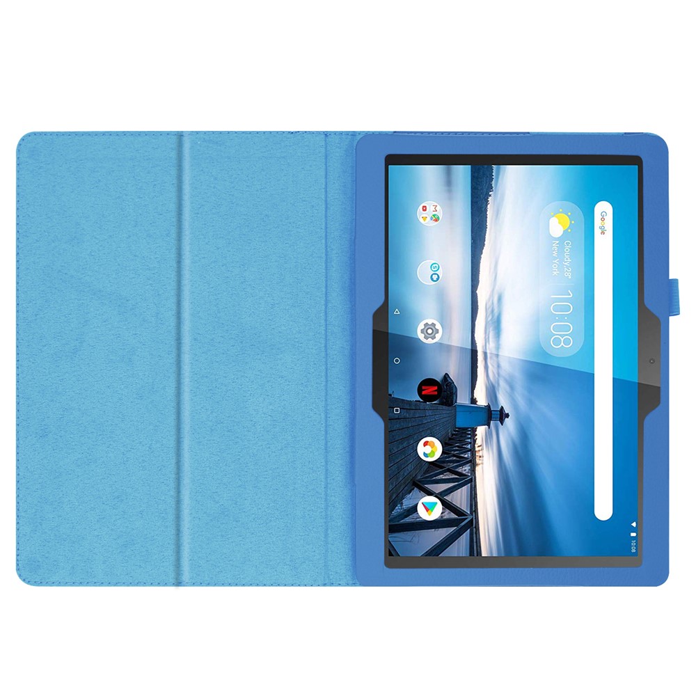 Litchi Texture Leather Stand Protective Case for Lenovo Tab M10 TB-X605F - Baby Blue-3