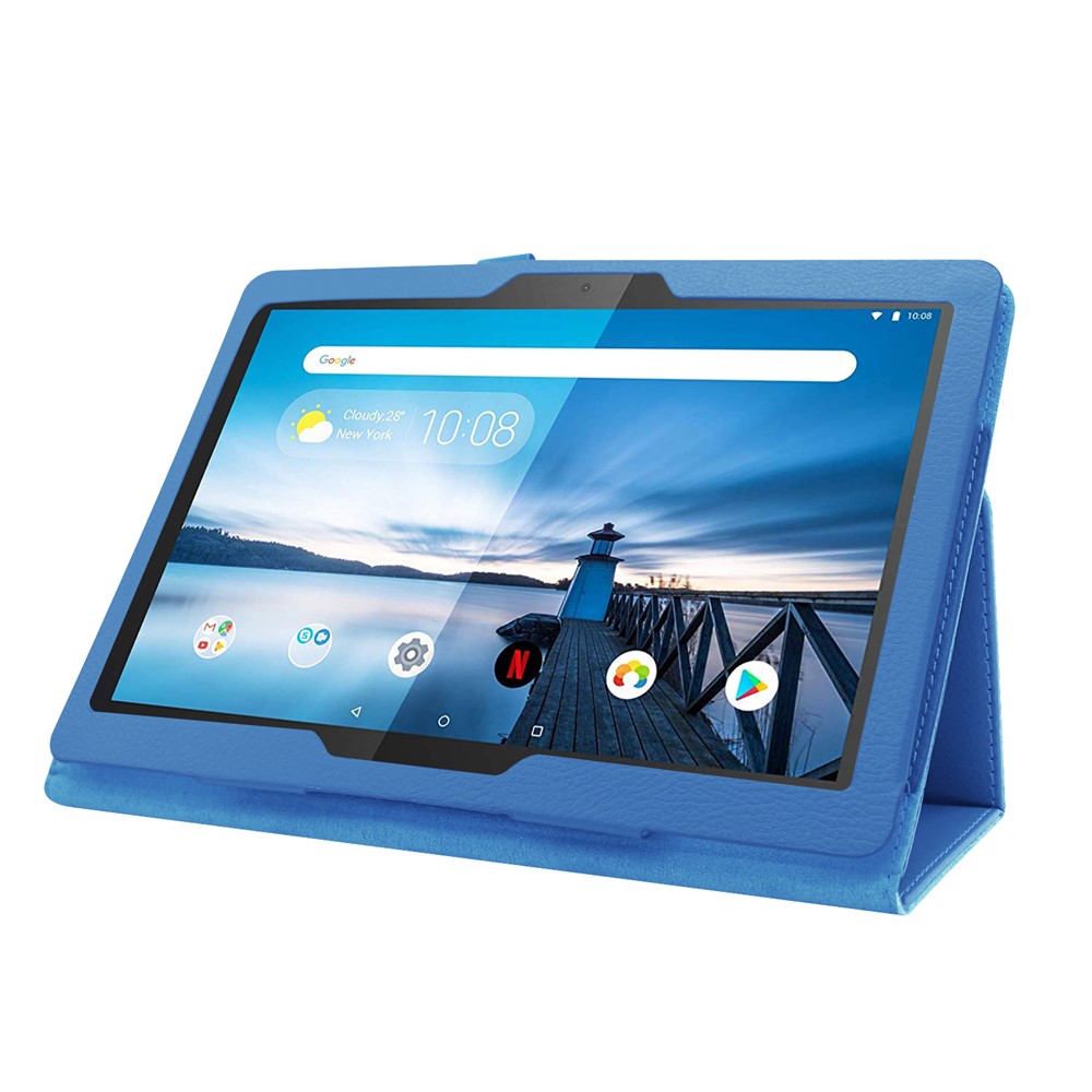 Litchi Texture Leather Stand Protective Case for Lenovo Tab M10 TB-X605F - Baby Blue-5