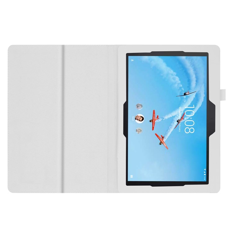 Litchi Skin Leather Stand Case for Lenovo Tab E10 - White-3