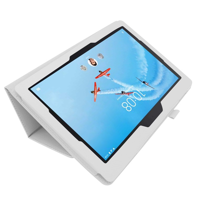 Litchi Skin Leather Stand Case for Lenovo Tab E10 - White-4