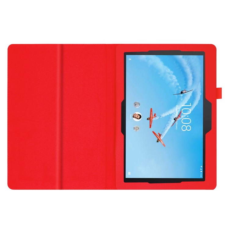 Litchi Skin Leather Stand Case for Lenovo Tab E10 - Red-3