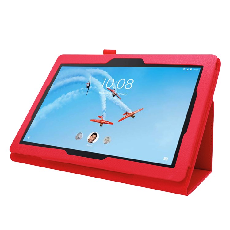 Litchi Skin Leather Stand Case for Lenovo Tab E10 - Red-5