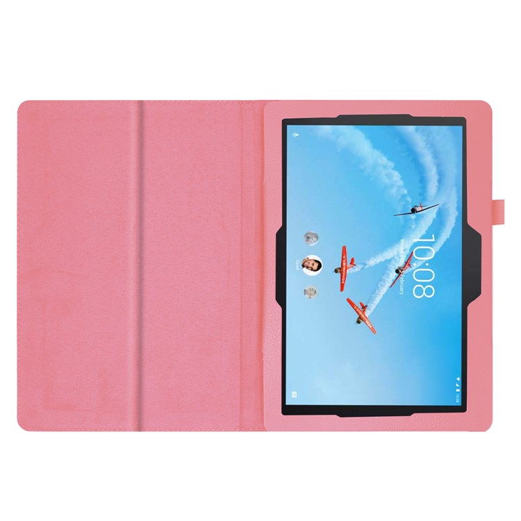 Litchi Skin Leather Stand Case for Lenovo Tab E10 - Pink-3