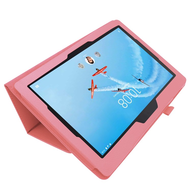 Litchi Skin Leather Stand Case for Lenovo Tab E10 - Pink-4