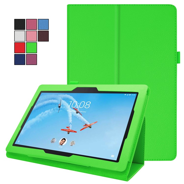 Litchi Skin Leather Stand Case for Lenovo Tab E10 - Green-2
