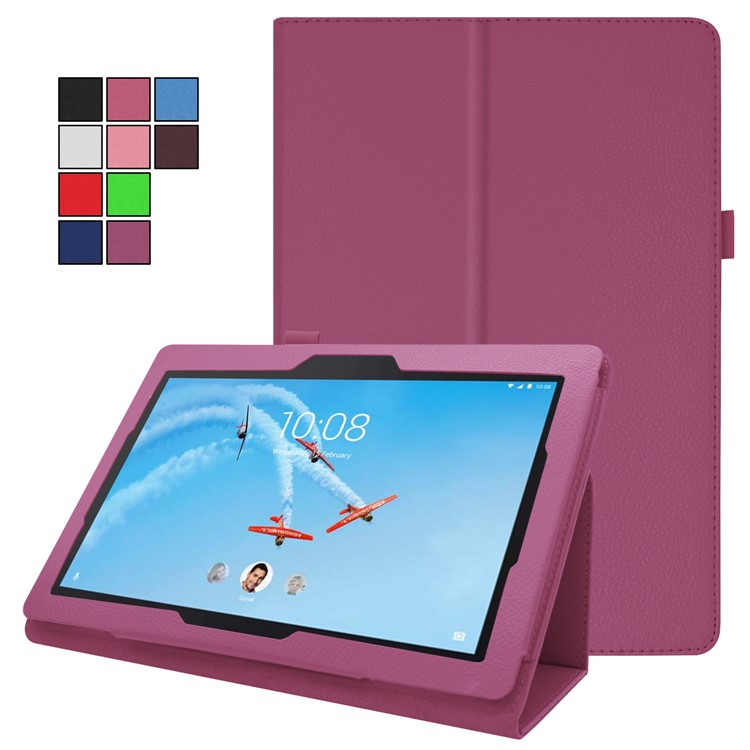 Litchi Skin Leather Stand Case Para Lenovo Tab E10 - Violeta-2