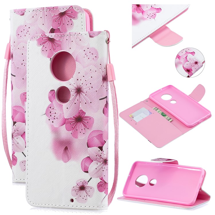 Pattern Printing Leather Wallet Case for Motorola Moto G7 / G7 Plus - Pretty Flower-1