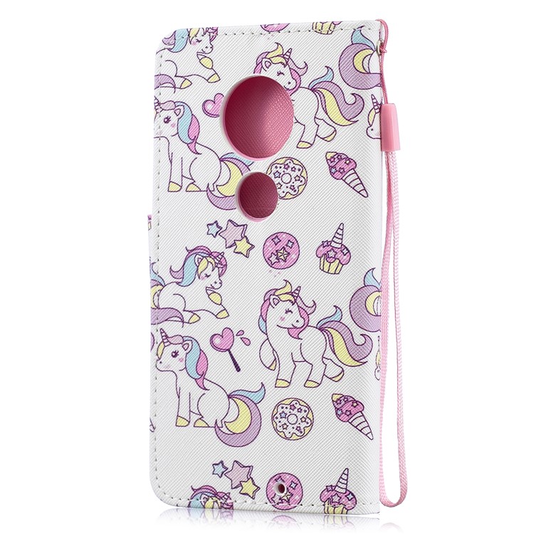 Pattern Printing Leather Wallet Case for Motorola Moto G7 / G7 Plus - Unicorn and Cake-3