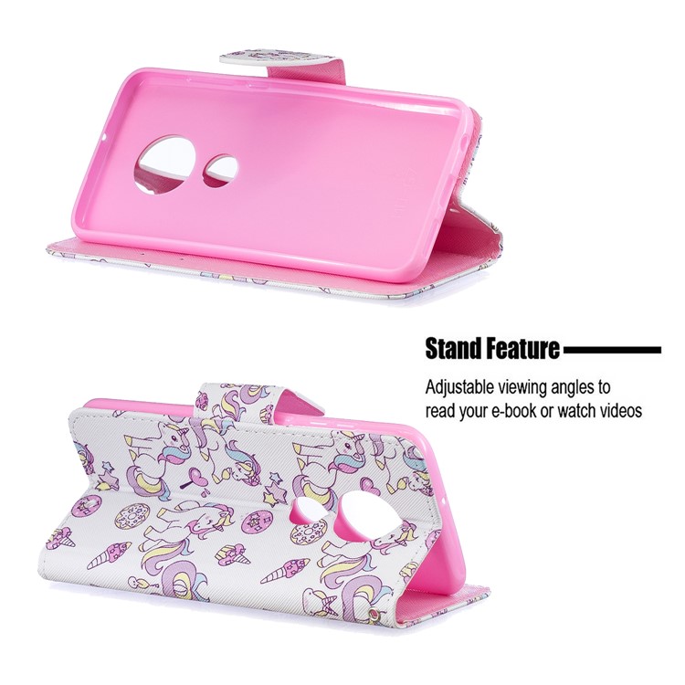 Pattern Printing Leather Wallet Case for Motorola Moto G7 / G7 Plus - Unicorn and Cake-5